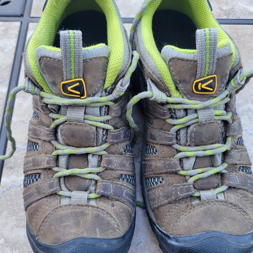 KEEN Voyageur Hiking Shoes Womens 6 Brown Lime Green Leather Mesh 1010141 - Picture 11 of 16